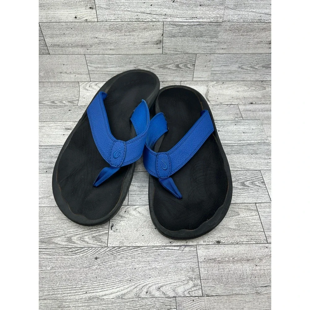 Olukai Ohana Men Flip Flops Blue Black Sandals 10110A-AH40 Size 11